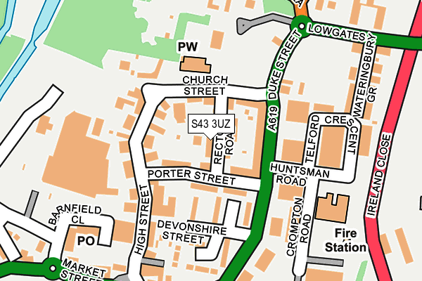 S43 3UZ map - OS OpenMap – Local (Ordnance Survey)