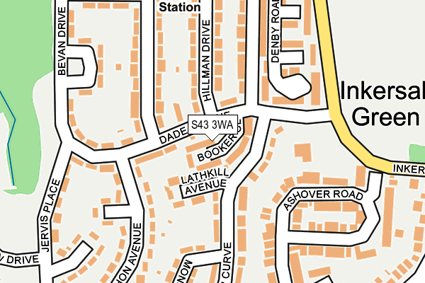 S43 3WA map - OS OpenMap – Local (Ordnance Survey)