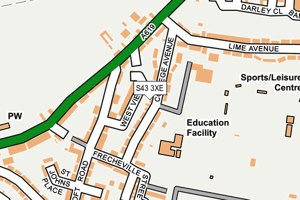 S43 3XE map - OS OpenMap – Local (Ordnance Survey)