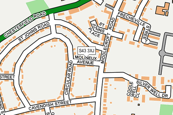 S43 3XJ map - OS OpenMap – Local (Ordnance Survey)