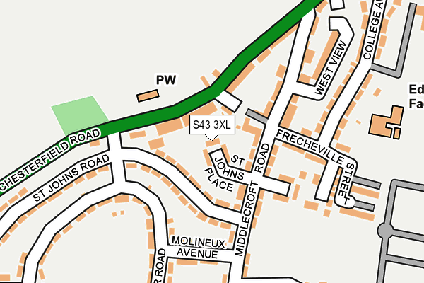S43 3XL map - OS OpenMap – Local (Ordnance Survey)