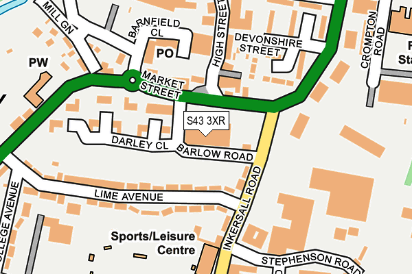 S43 3XR map - OS OpenMap – Local (Ordnance Survey)