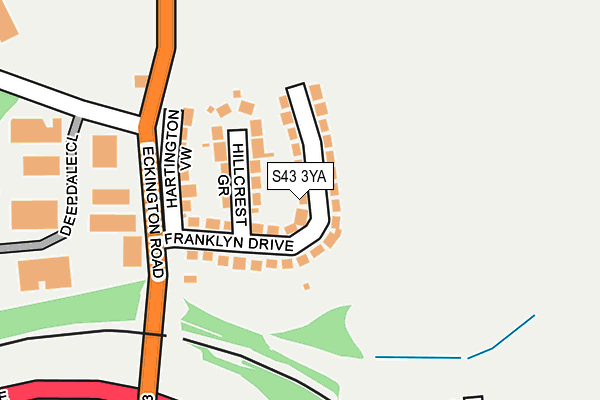 S43 3YA map - OS OpenMap – Local (Ordnance Survey)
