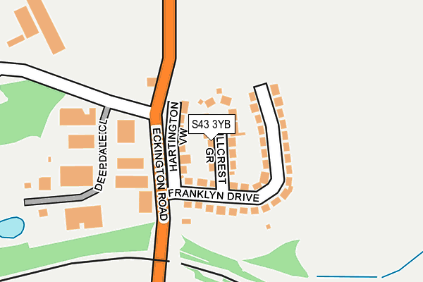 S43 3YB map - OS OpenMap – Local (Ordnance Survey)