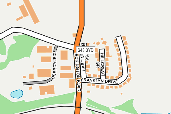 S43 3YD map - OS OpenMap – Local (Ordnance Survey)