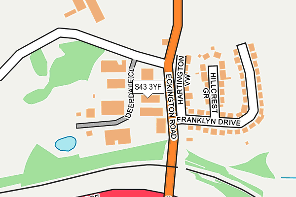 S43 3YF map - OS OpenMap – Local (Ordnance Survey)