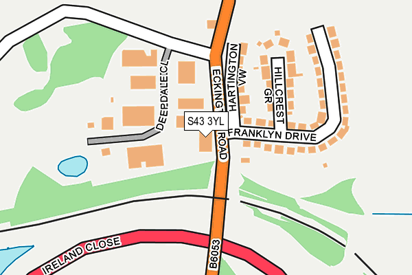 S43 3YL map - OS OpenMap – Local (Ordnance Survey)