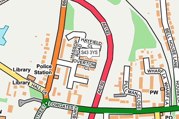 S43 3YS map - OS OpenMap – Local (Ordnance Survey)