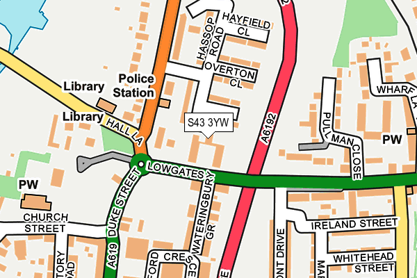 S43 3YW map - OS OpenMap – Local (Ordnance Survey)