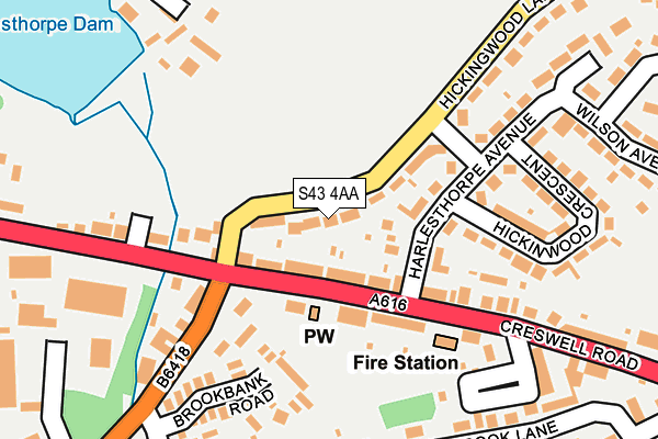 S43 4AA map - OS OpenMap – Local (Ordnance Survey)