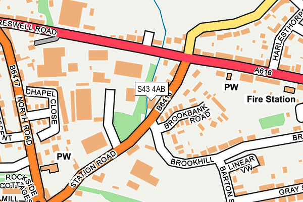 S43 4AB map - OS OpenMap – Local (Ordnance Survey)