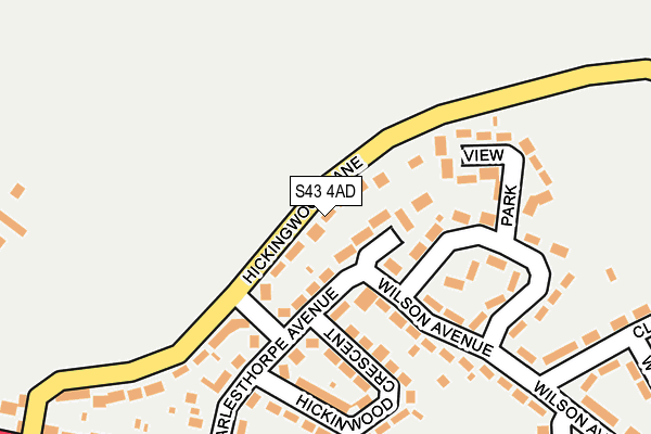 S43 4AD map - OS OpenMap – Local (Ordnance Survey)