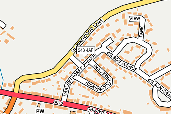 S43 4AF map - OS OpenMap – Local (Ordnance Survey)