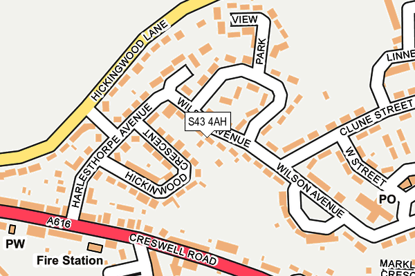 S43 4AH map - OS OpenMap – Local (Ordnance Survey)
