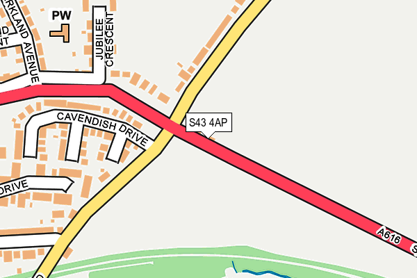 S43 4AP map - OS OpenMap – Local (Ordnance Survey)