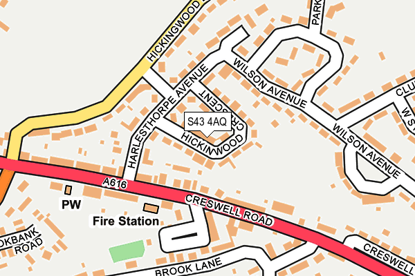 S43 4AQ map - OS OpenMap – Local (Ordnance Survey)