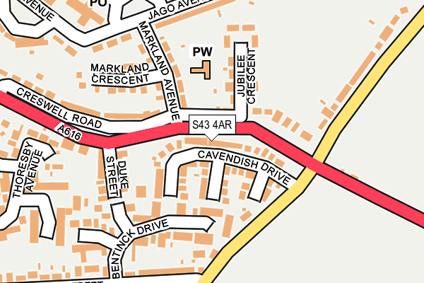 S43 4AR map - OS OpenMap – Local (Ordnance Survey)