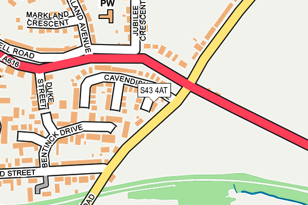 S43 4AT map - OS OpenMap – Local (Ordnance Survey)