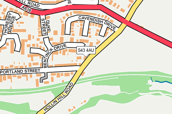 S43 4AU map - OS OpenMap – Local (Ordnance Survey)