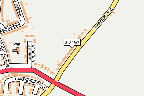 S43 4AW map - OS OpenMap – Local (Ordnance Survey)