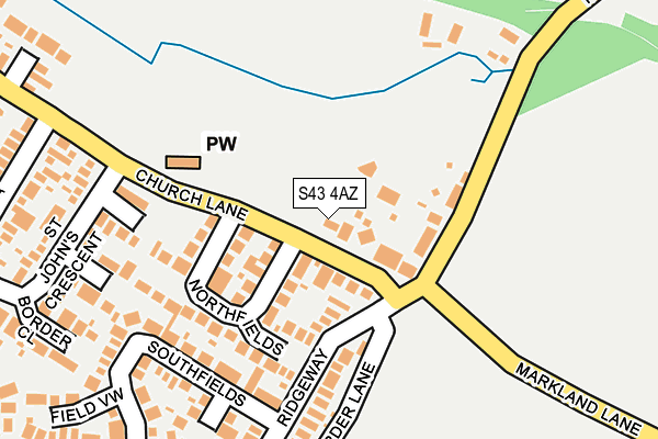 S43 4AZ map - OS OpenMap – Local (Ordnance Survey)