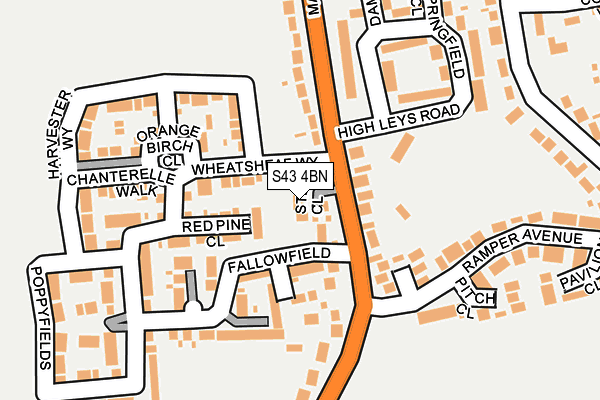 S43 4BN map - OS OpenMap – Local (Ordnance Survey)