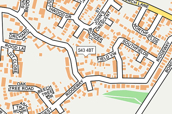S43 4BT map - OS OpenMap – Local (Ordnance Survey)