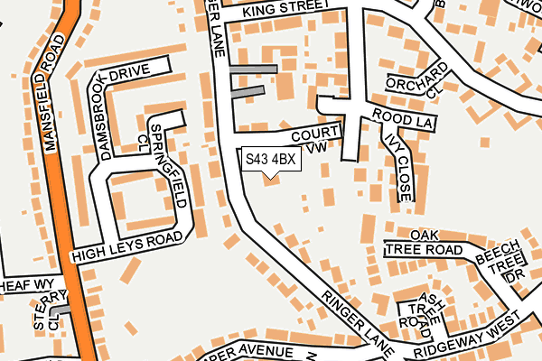 S43 4BX map - OS OpenMap – Local (Ordnance Survey)