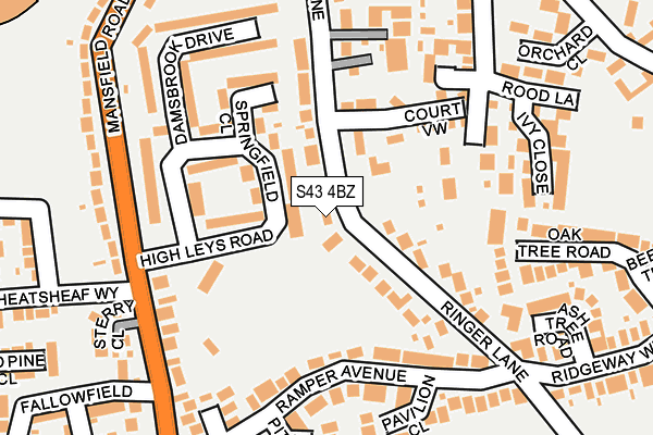 S43 4BZ map - OS OpenMap – Local (Ordnance Survey)