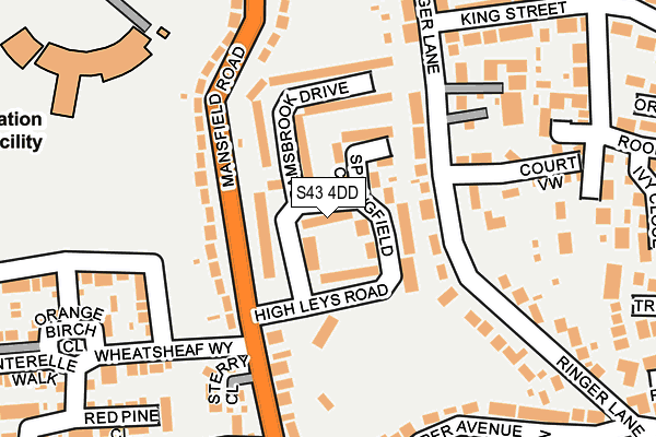 S43 4DD map - OS OpenMap – Local (Ordnance Survey)