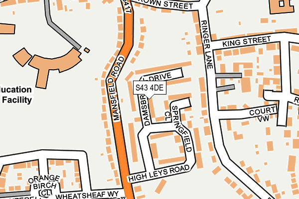 S43 4DE map - OS OpenMap – Local (Ordnance Survey)