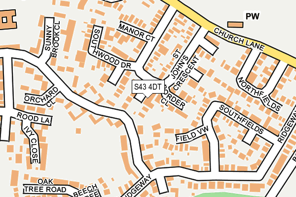 S43 4DT map - OS OpenMap – Local (Ordnance Survey)