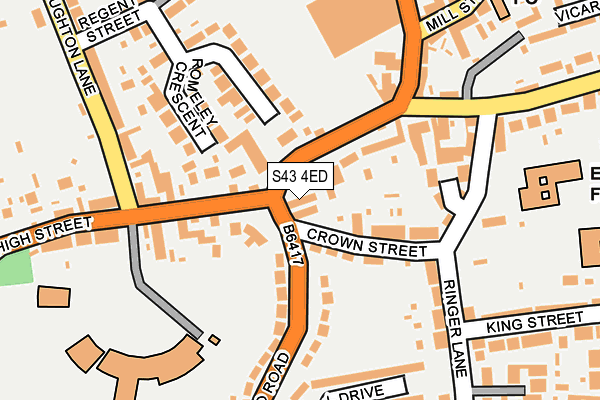 S43 4ED map - OS OpenMap – Local (Ordnance Survey)