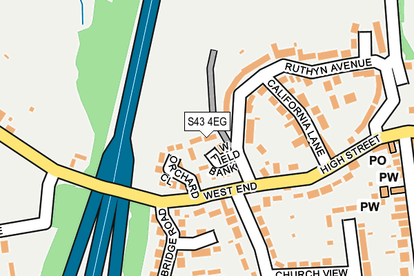 S43 4EG map - OS OpenMap – Local (Ordnance Survey)