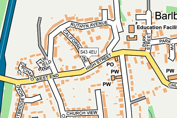 S43 4EU map - OS OpenMap – Local (Ordnance Survey)