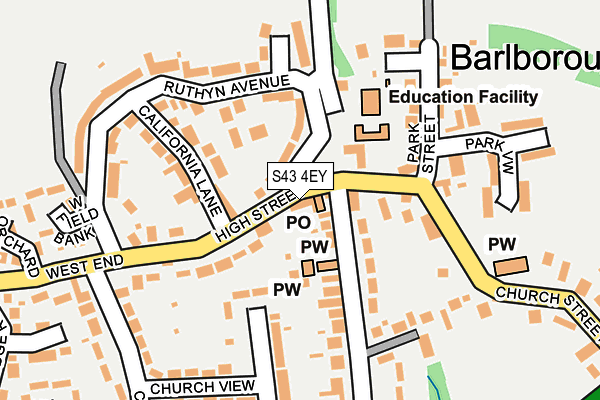 S43 4EY map - OS OpenMap – Local (Ordnance Survey)
