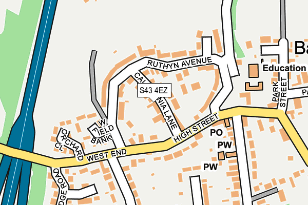 S43 4EZ map - OS OpenMap – Local (Ordnance Survey)