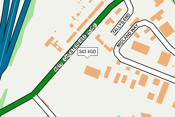 S43 4GD map - OS OpenMap – Local (Ordnance Survey)
