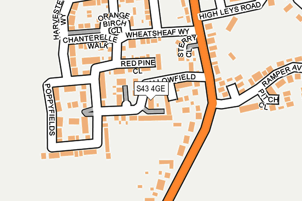 S43 4GE map - OS OpenMap – Local (Ordnance Survey)
