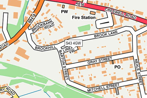 S43 4GW map - OS OpenMap – Local (Ordnance Survey)