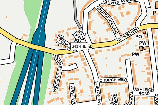 S43 4HE map - OS OpenMap – Local (Ordnance Survey)