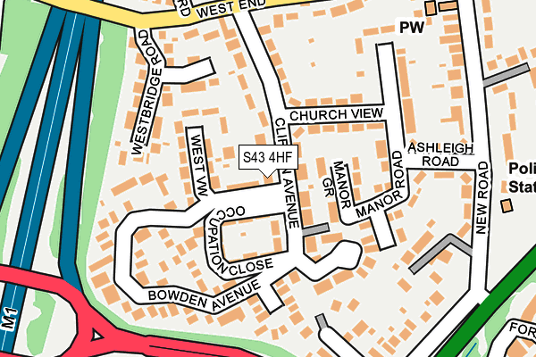 S43 4HF map - OS OpenMap – Local (Ordnance Survey)