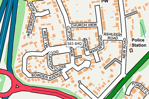 S43 4HQ map - OS OpenMap – Local (Ordnance Survey)