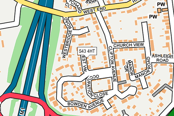 S43 4HT map - OS OpenMap – Local (Ordnance Survey)