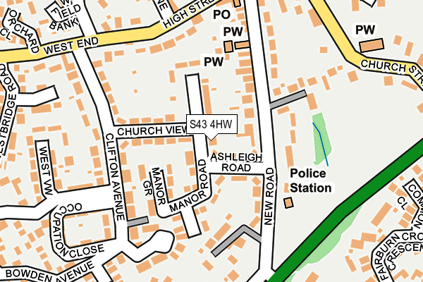 S43 4HW map - OS OpenMap – Local (Ordnance Survey)