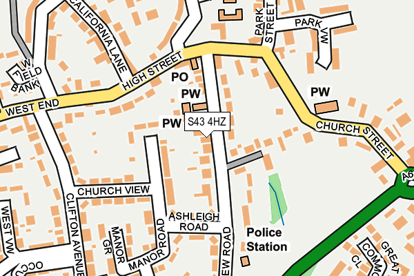 S43 4HZ map - OS OpenMap – Local (Ordnance Survey)