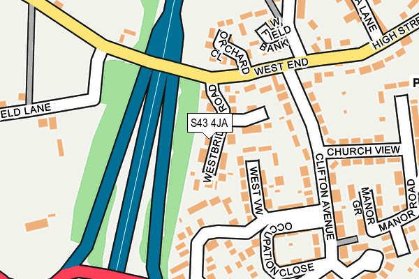 S43 4JA map - OS OpenMap – Local (Ordnance Survey)
