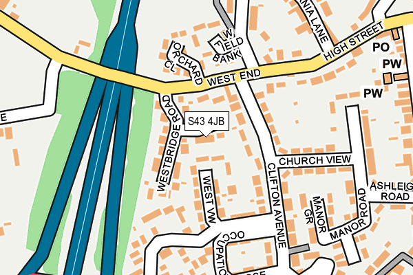 S43 4JB map - OS OpenMap – Local (Ordnance Survey)