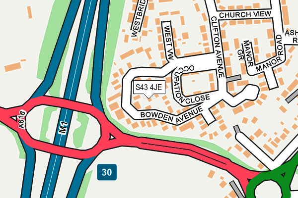 S43 4JE map - OS OpenMap – Local (Ordnance Survey)
