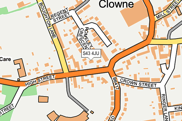 S43 4JU map - OS OpenMap – Local (Ordnance Survey)